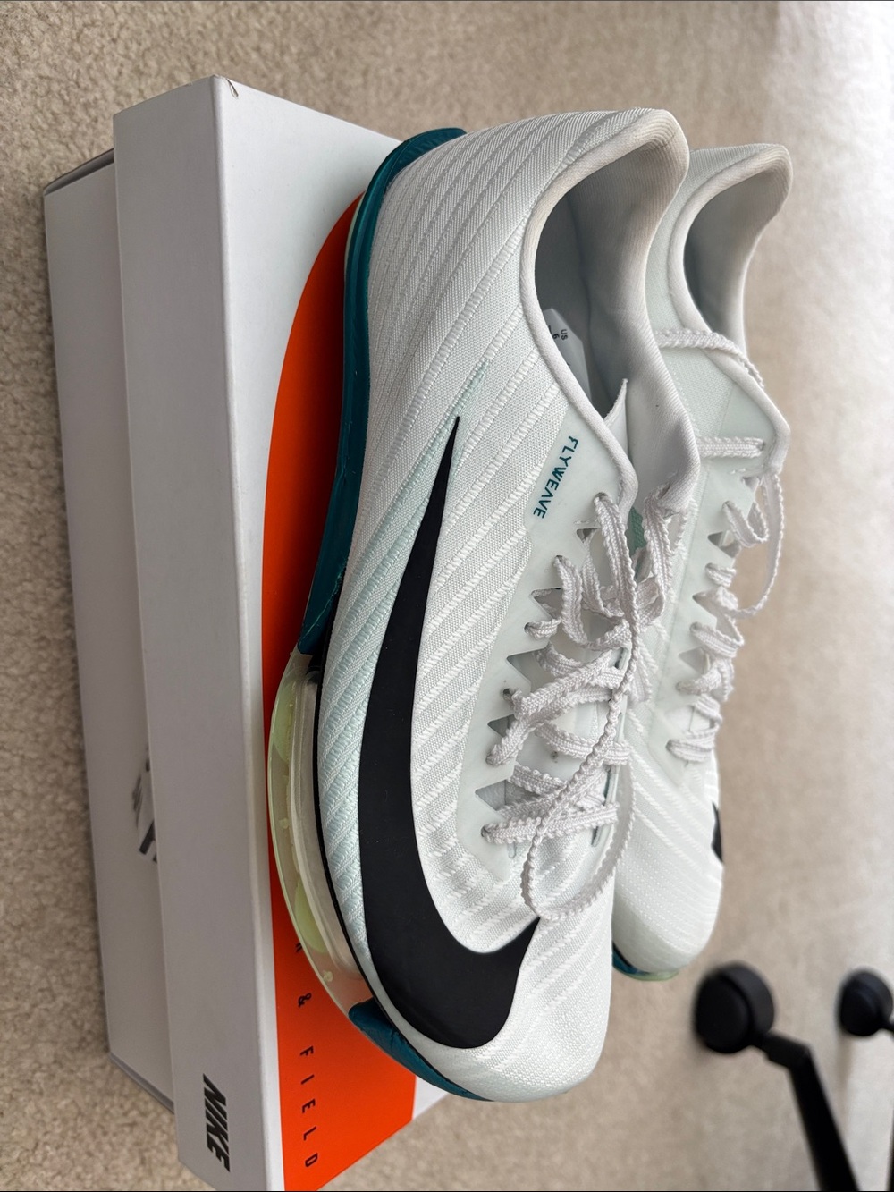 Nike White with Black Swoosh Athletic Running Shoes